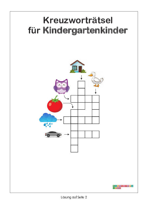Kreuzworträtsel für Kindergartenkinder 4