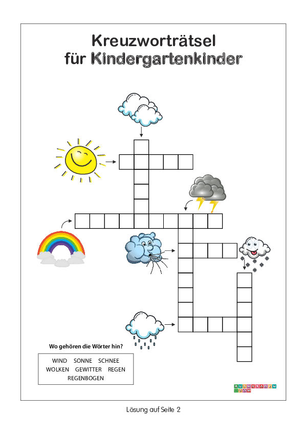 Kreuzworträtsel für Kindergartenkinder 2