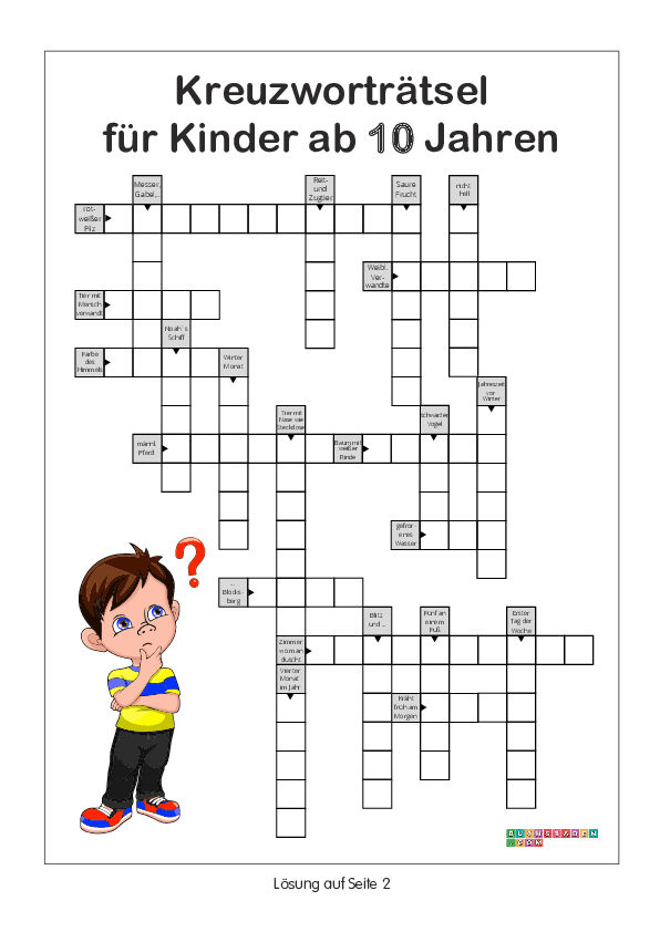 Kreuzworträtsel für Kinder ab 10 Jahren - 2