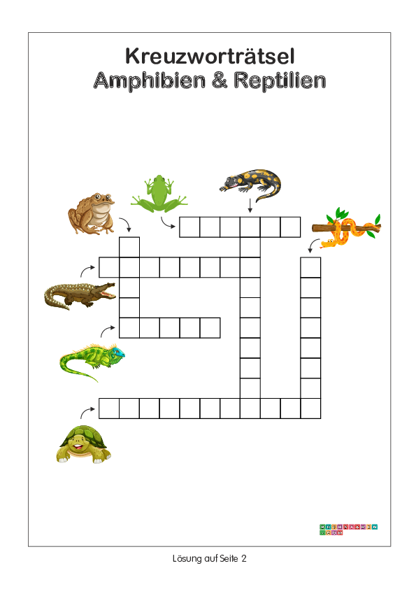 Kreuzworträtsel 3. Klasse - Amphibien & Reptilien