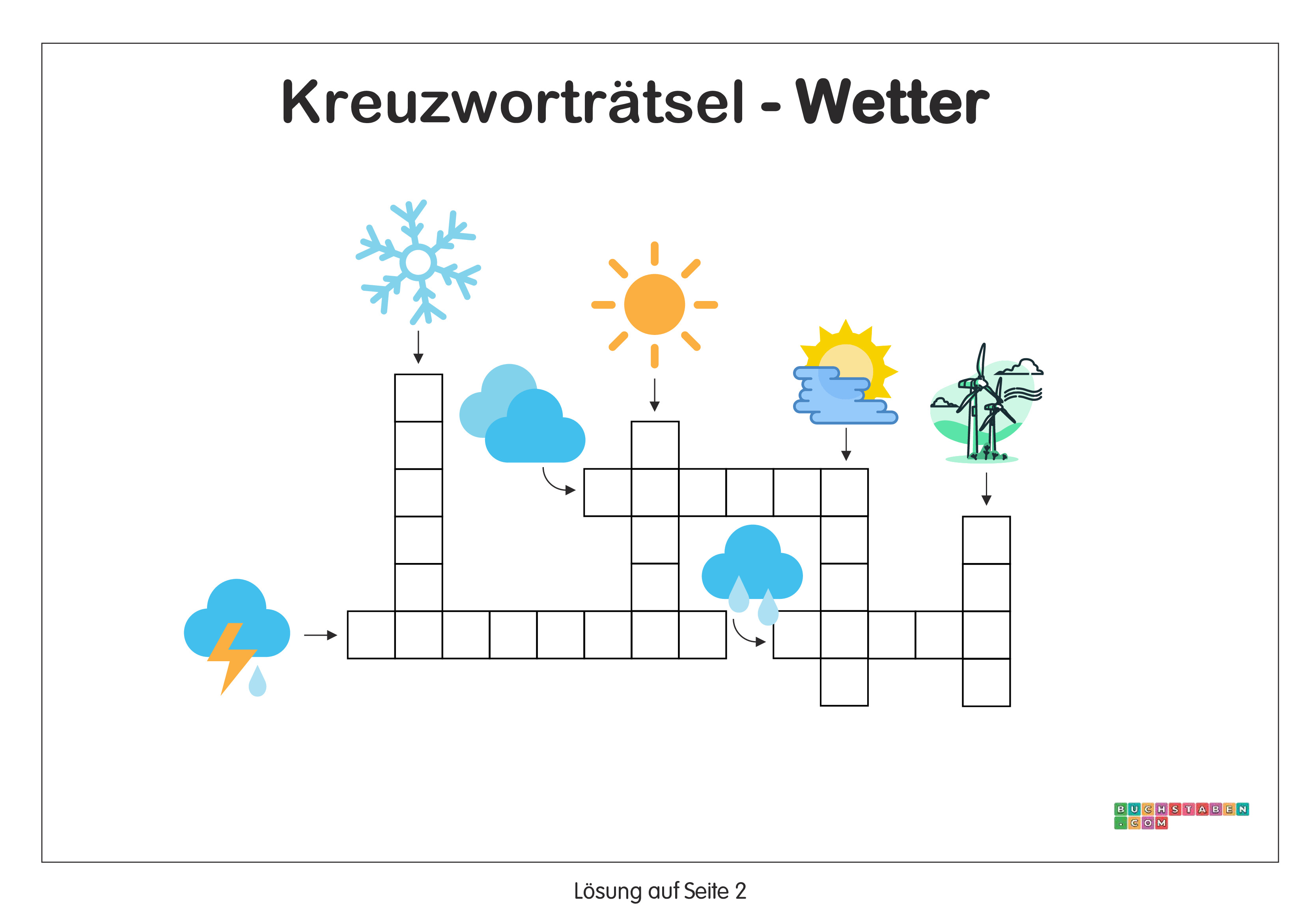 Kreuzworträtsel 1. Klasse - Wetter