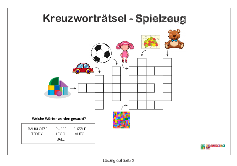 Kreuzworträtsel Kindergarten - Spielzeug