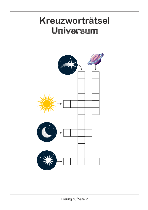 Kreuzworträtsel 1. Klasse - Universum