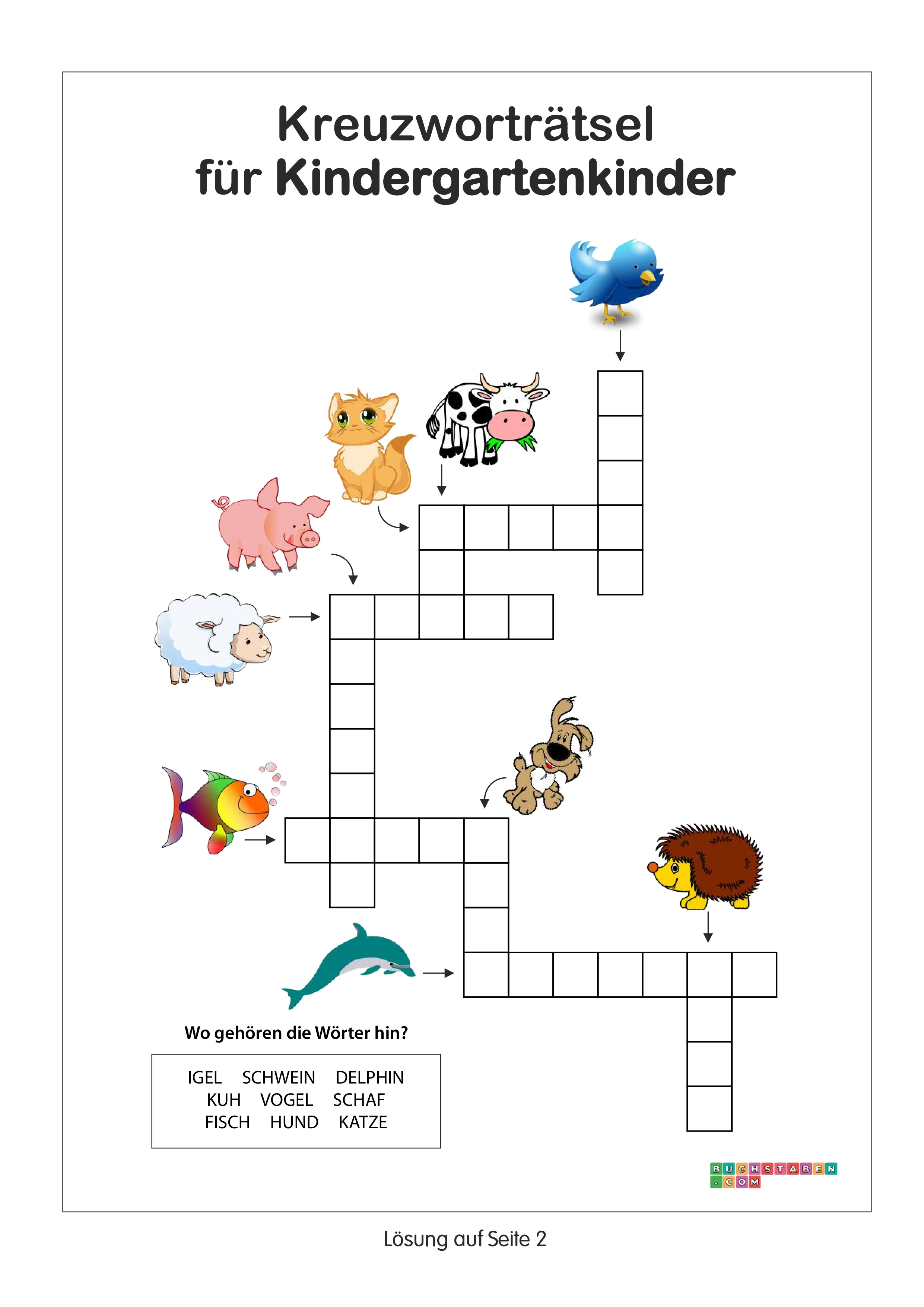 ᐅ Kostenlose Kreuzworträtsel für Kinder mit Lösung zum Ausdrucken