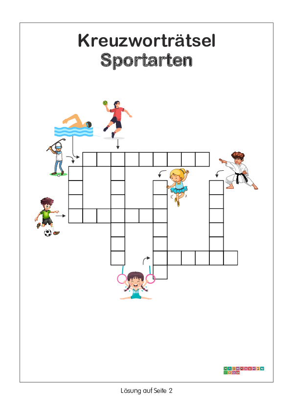 Kreuzworträtsel Grundschule - Sportarten